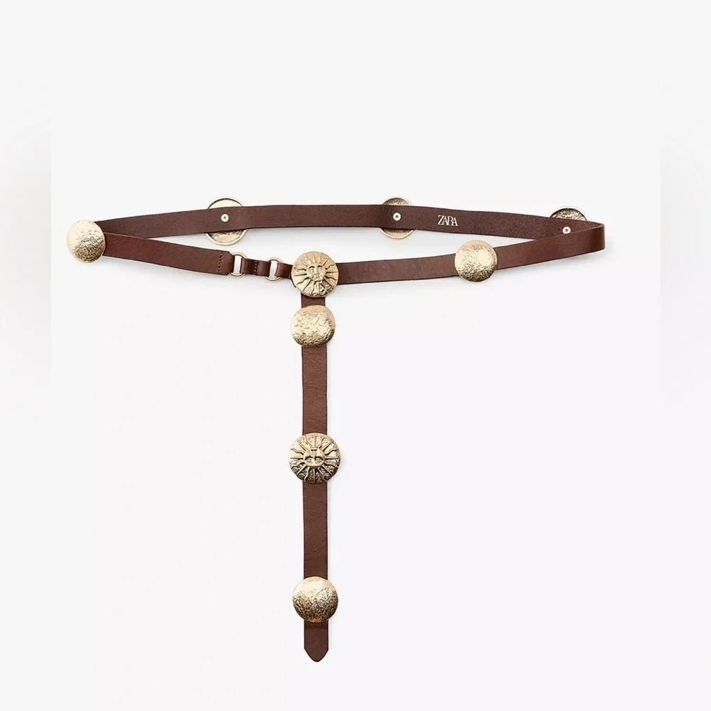 🔥🔥Zara Leather belt with metal pieces